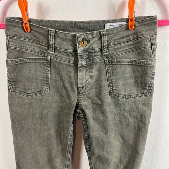 Closed Jeans pedal pusher denim jeans size 24 dark olive green wash - Picture 2 of 9